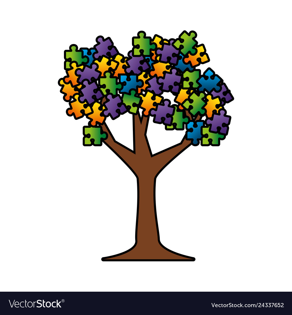 Tree plant with puzzle attached Vector Image Tree plant with puzzle attached