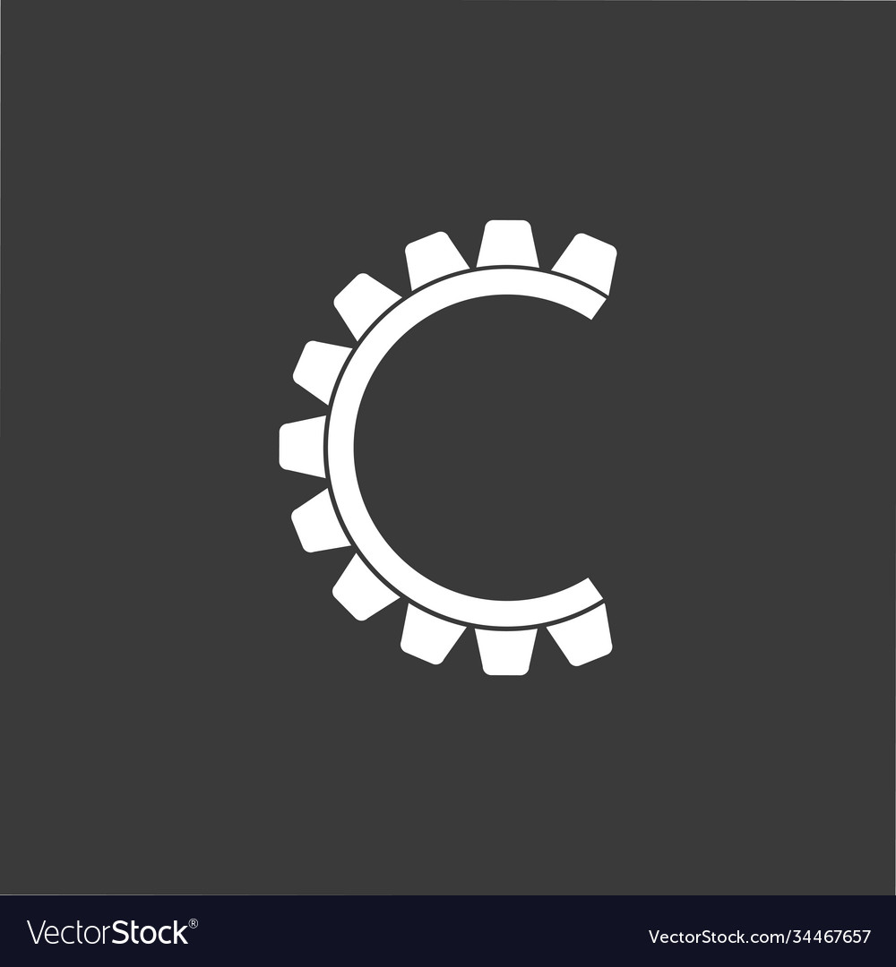 Abstract letter c simple geometric cog machine