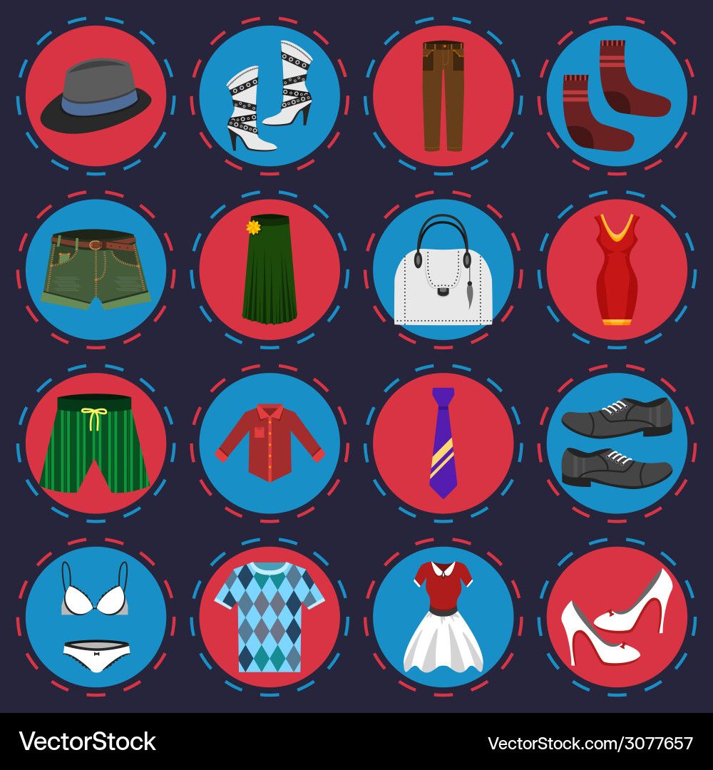 Clothes icons set Royalty Free Vector Image - VectorStock