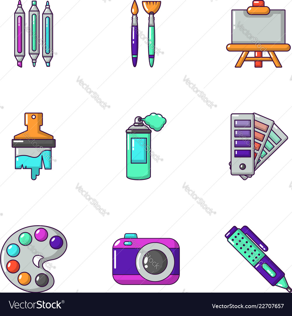 Color icons set cartoon style Royalty Free Vector Image