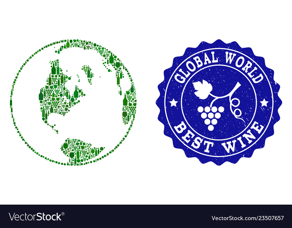 Composition of grape wine map global world Vector Image Composition of grape wine map global world