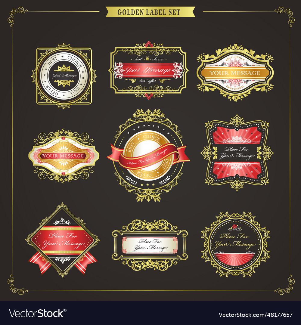 Elegant premium quality golden labels collection