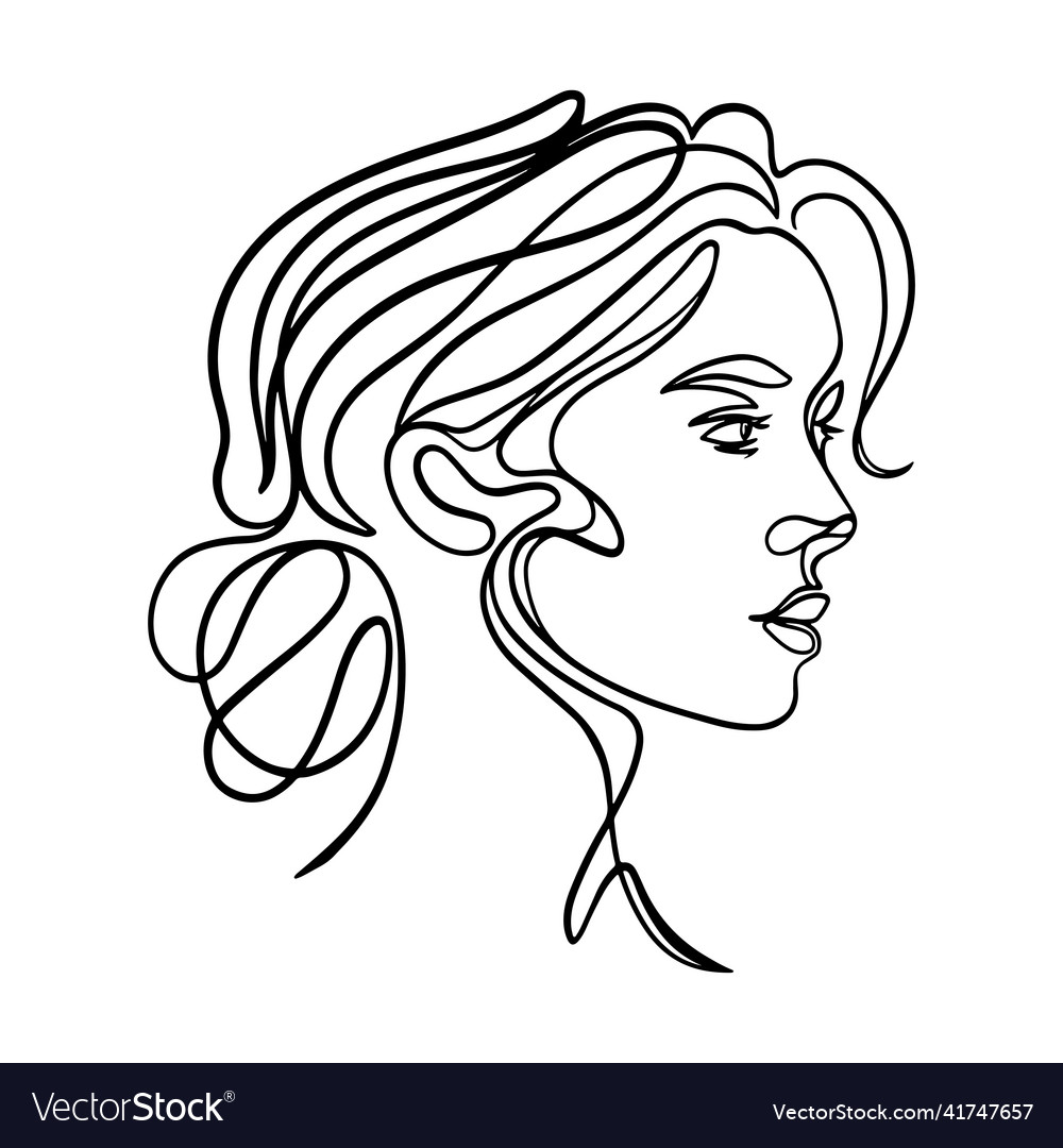 Female line art portrait Royalty Free Vector Image