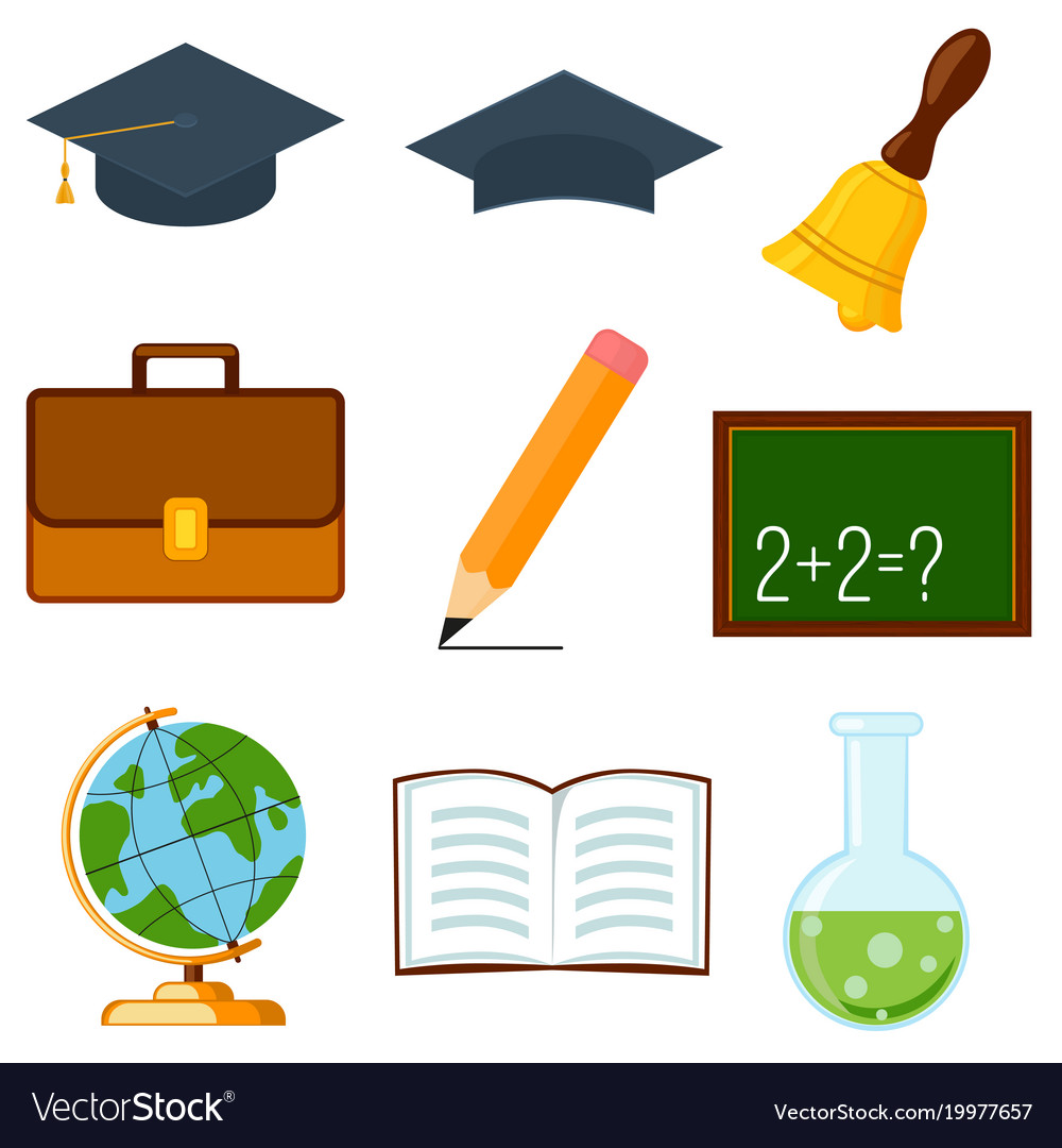 Icon collection set cartoon poster school college