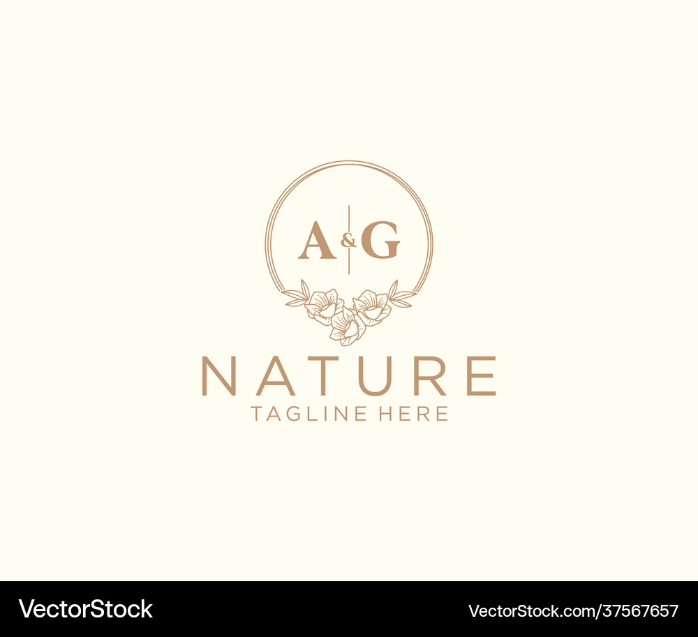 Initial ag letters floral frames botanical Vector Image