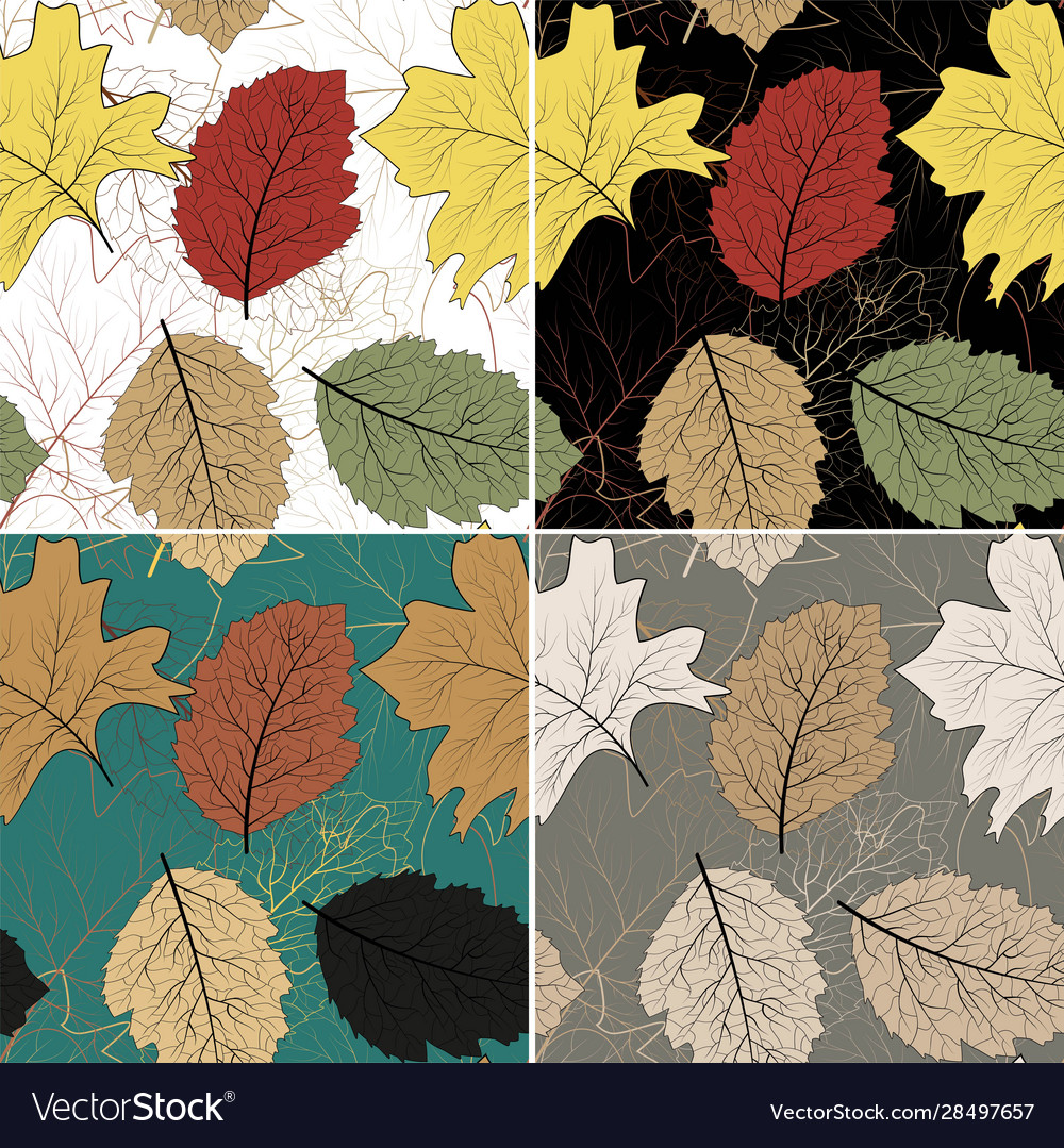 Leaf background modern abstract set with red Vector Image Leaf background modern abstract set with red
