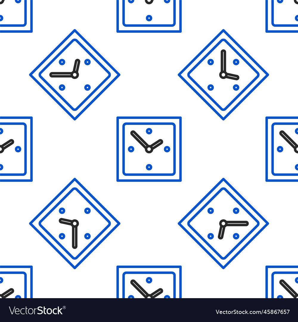 Line clock icon isolated seamless pattern on white