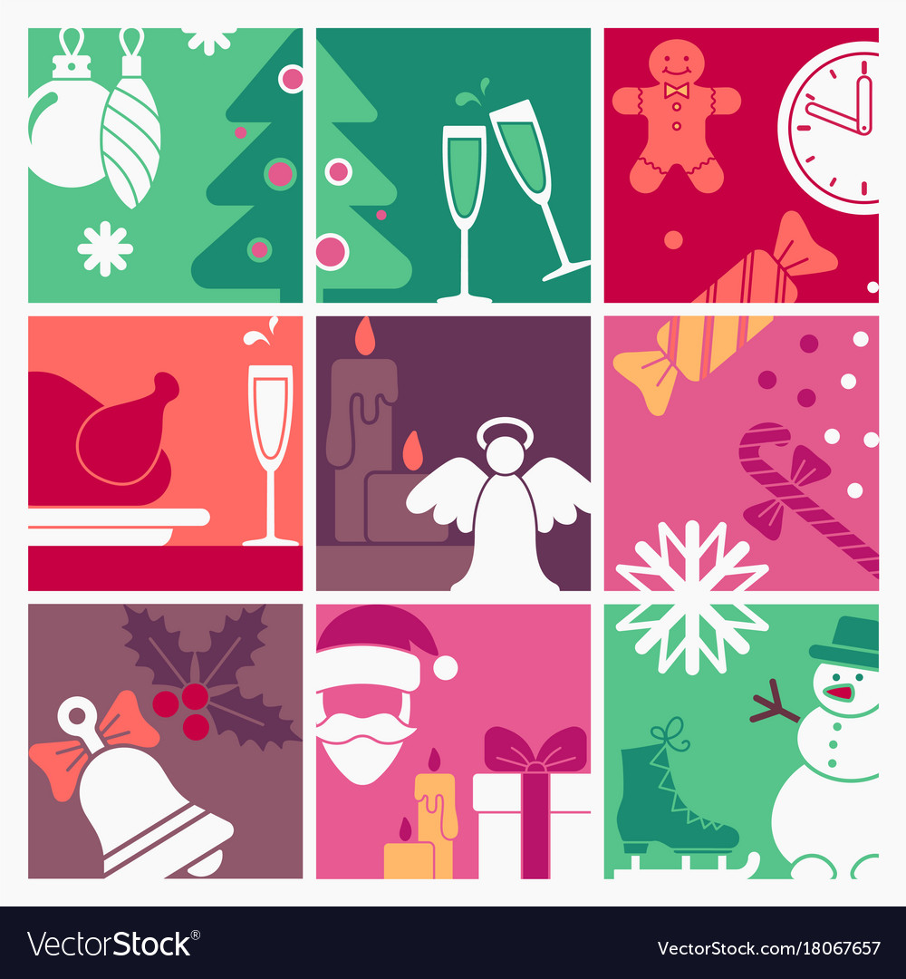 Retro Christmas & New Year Icons