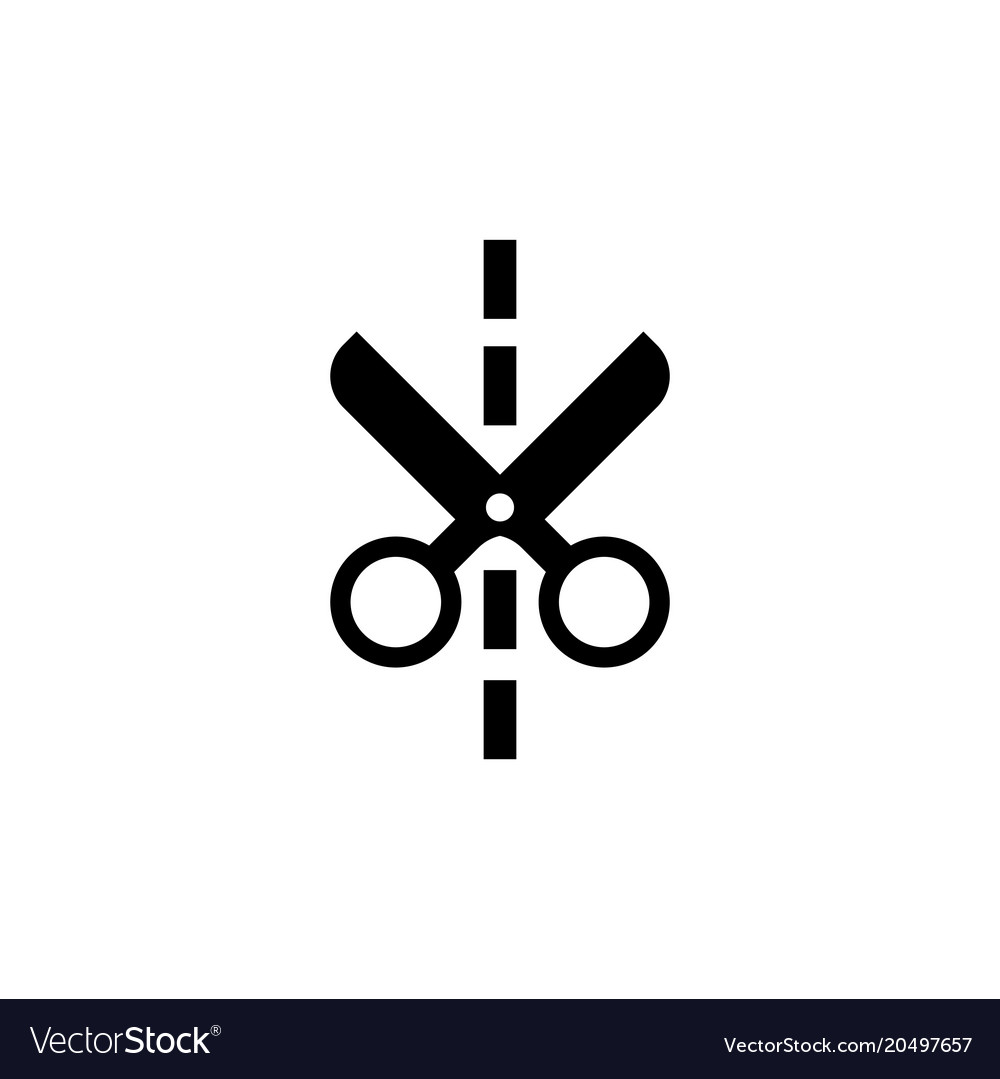 Scissors with dashed line flat icon