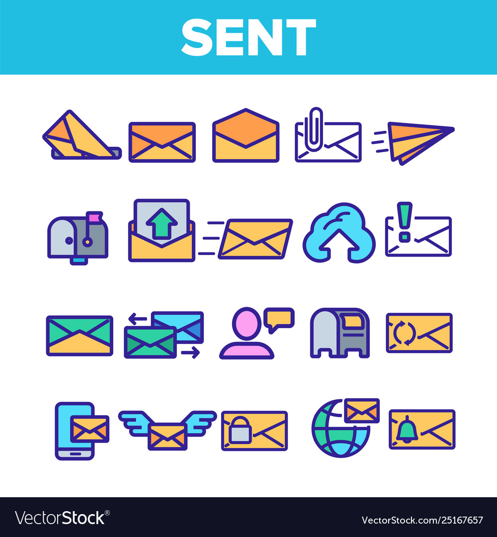 Send message linear thin icons set