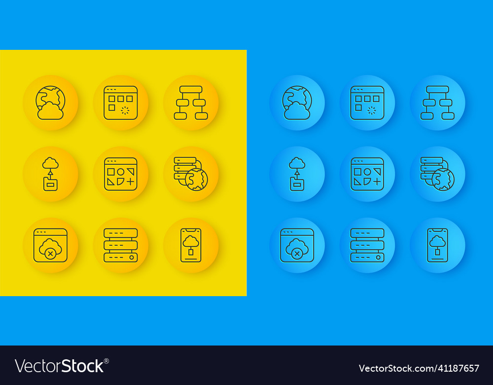 Set line failed access cloud storage vector image Set line failed access cloud storage