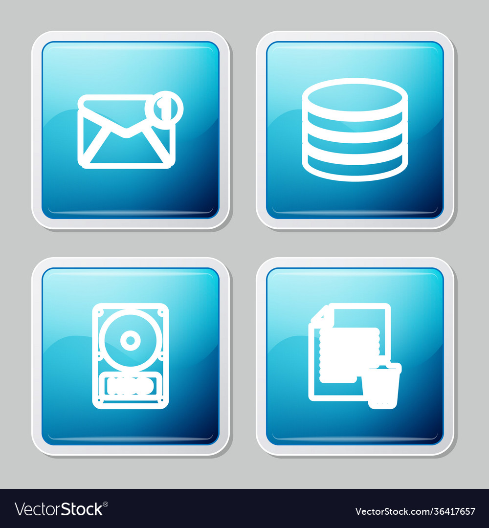 Set line new email incoming message database vector image Set line new email incoming message database