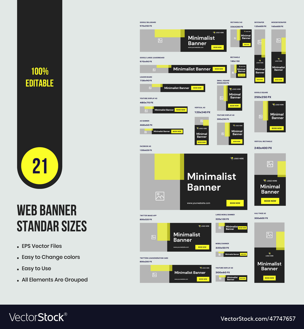 Set of minimal web banner template design for soci vector image Set of minimal web banner template design for soci