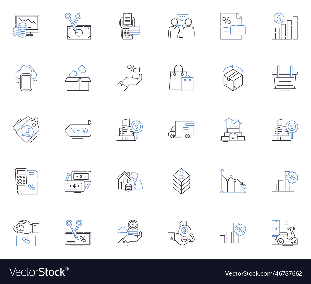 Annual wage line icons collection income salary