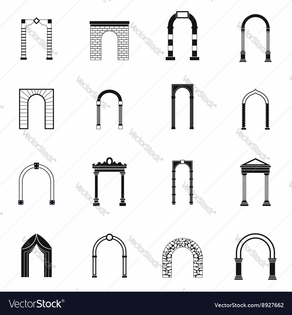 Arch set icons simple style Royalty Free Vector Image