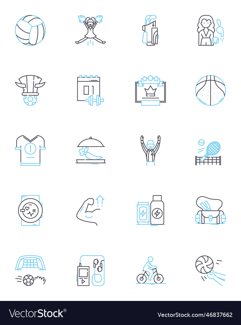 Athletics linear icons set sprinting running Vector Image