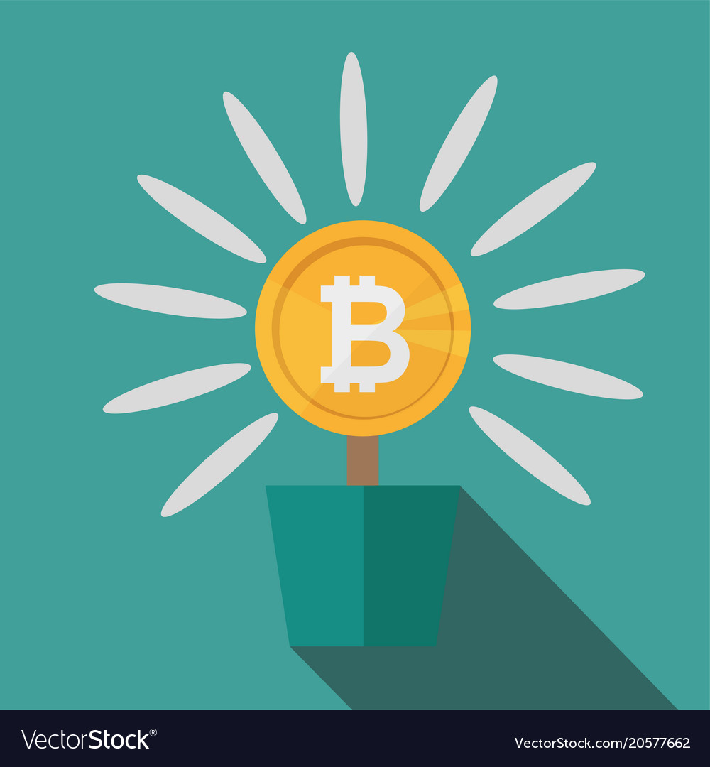 Bitcoins flower concept virtual money