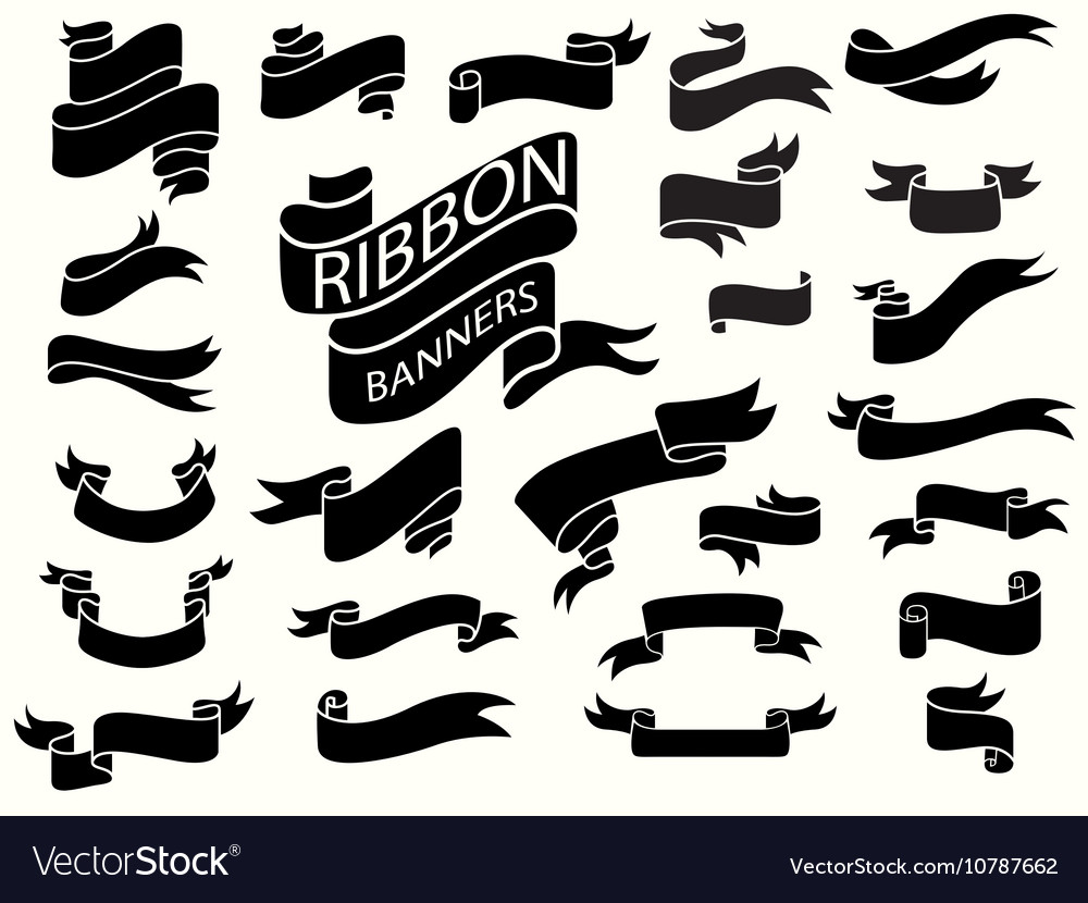 Curved Ribbon Banner Black Royalty Free Vector Image