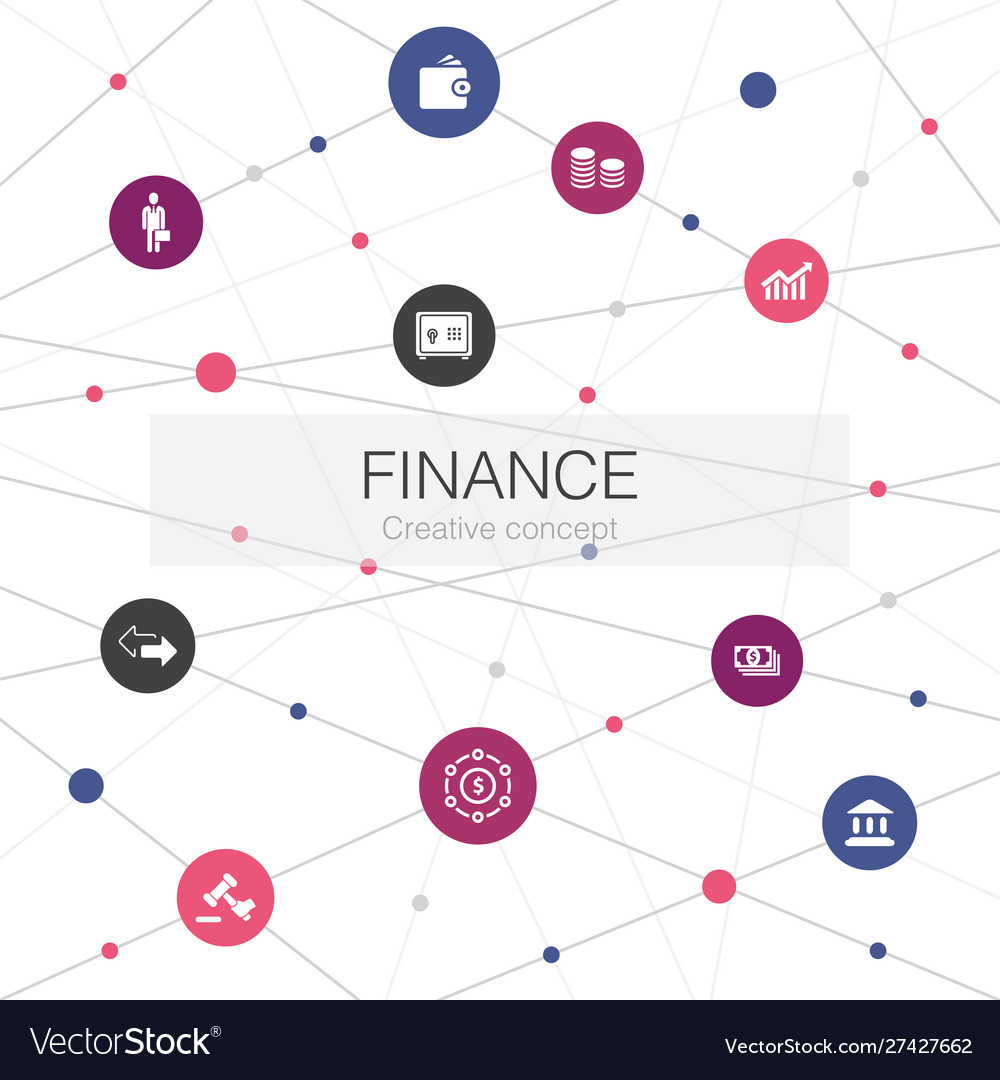 Finance trendy web template with simple icons