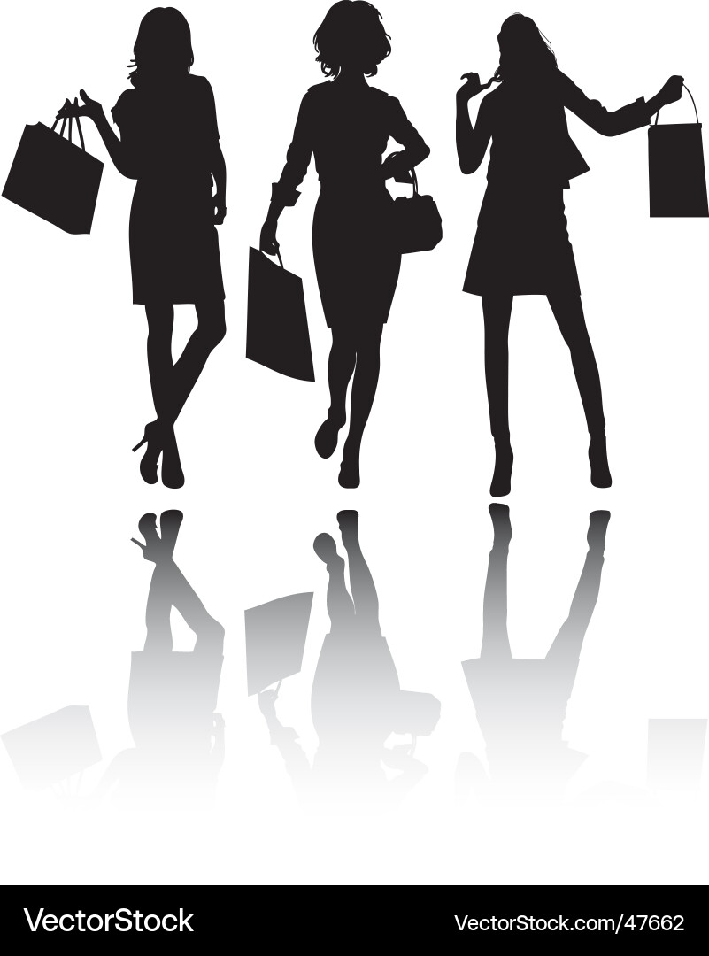 Girls Shopping Royalty Free Vector Image Vectorstock