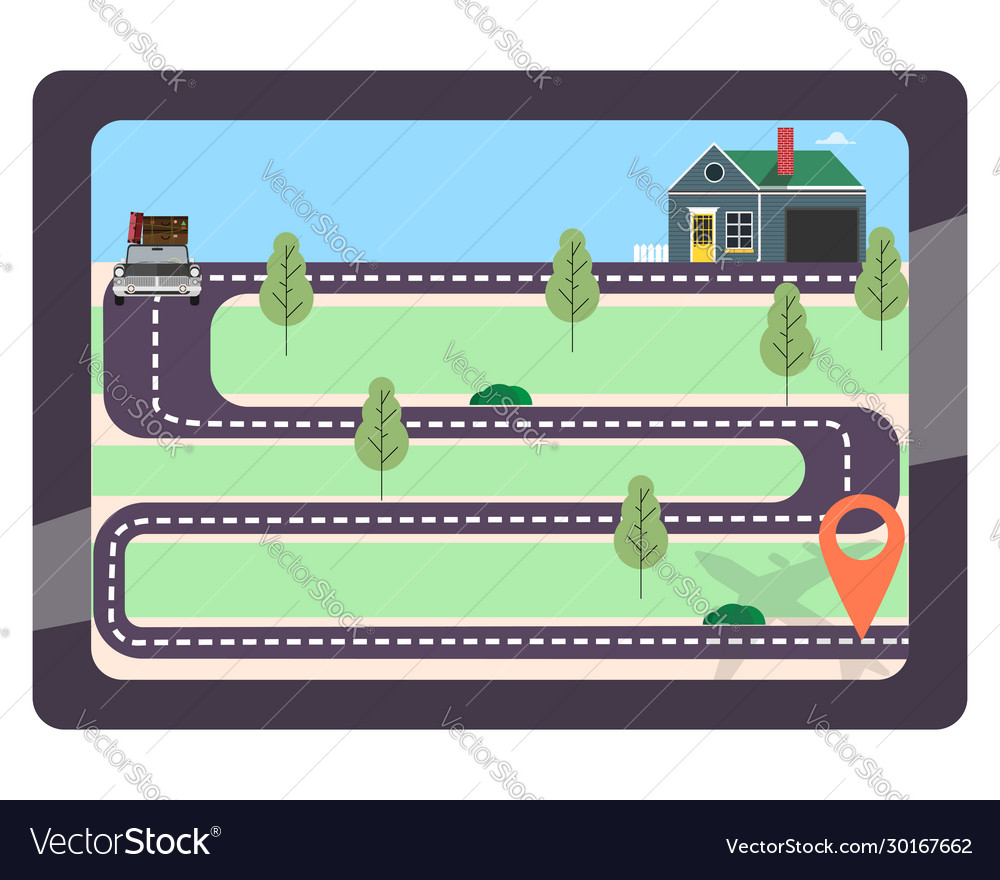 Gps navigation web map with marker in tablet vector image Gps navigation web map with marker in tablet