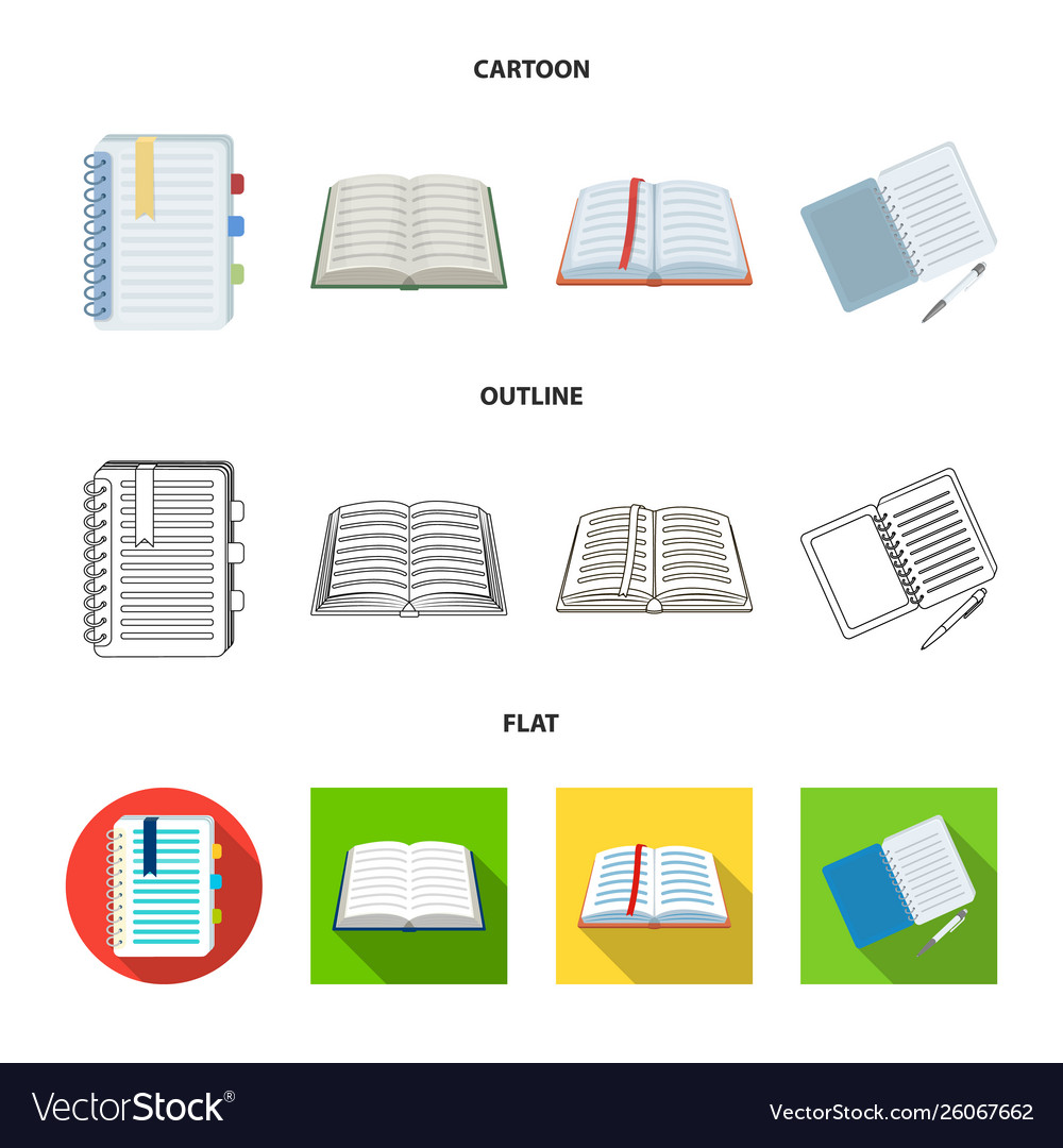 Isolated object book and open sign set