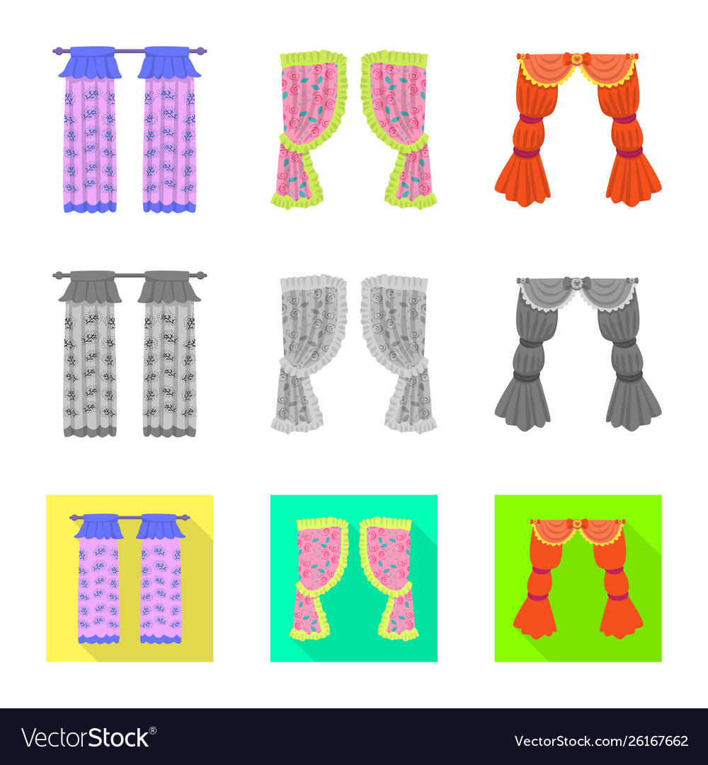Isolated object curtains and drapes icon set Vector Image Isolated object curtains and drapes icon set