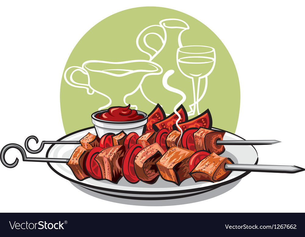 Kebab with tomatoes Royalty Free Vector Image - VectorStock