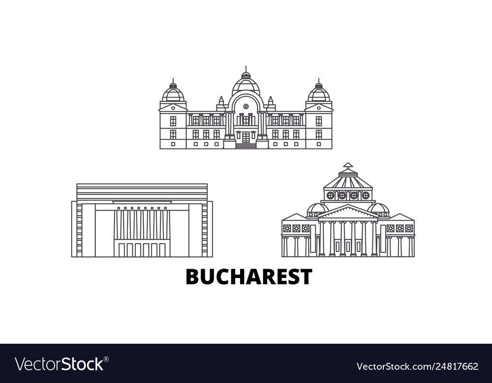 Rumänien bucharest line travel skyline set