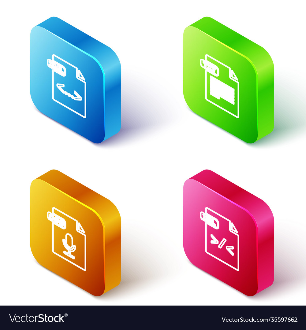 Set isometric line xml file document txt ogg vector image Set isometric line xml file document txt ogg