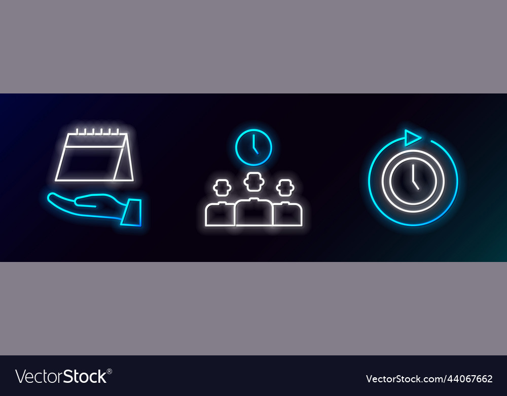 Set line clock with arrow calendar and time vector image Set line clock with arrow calendar and time