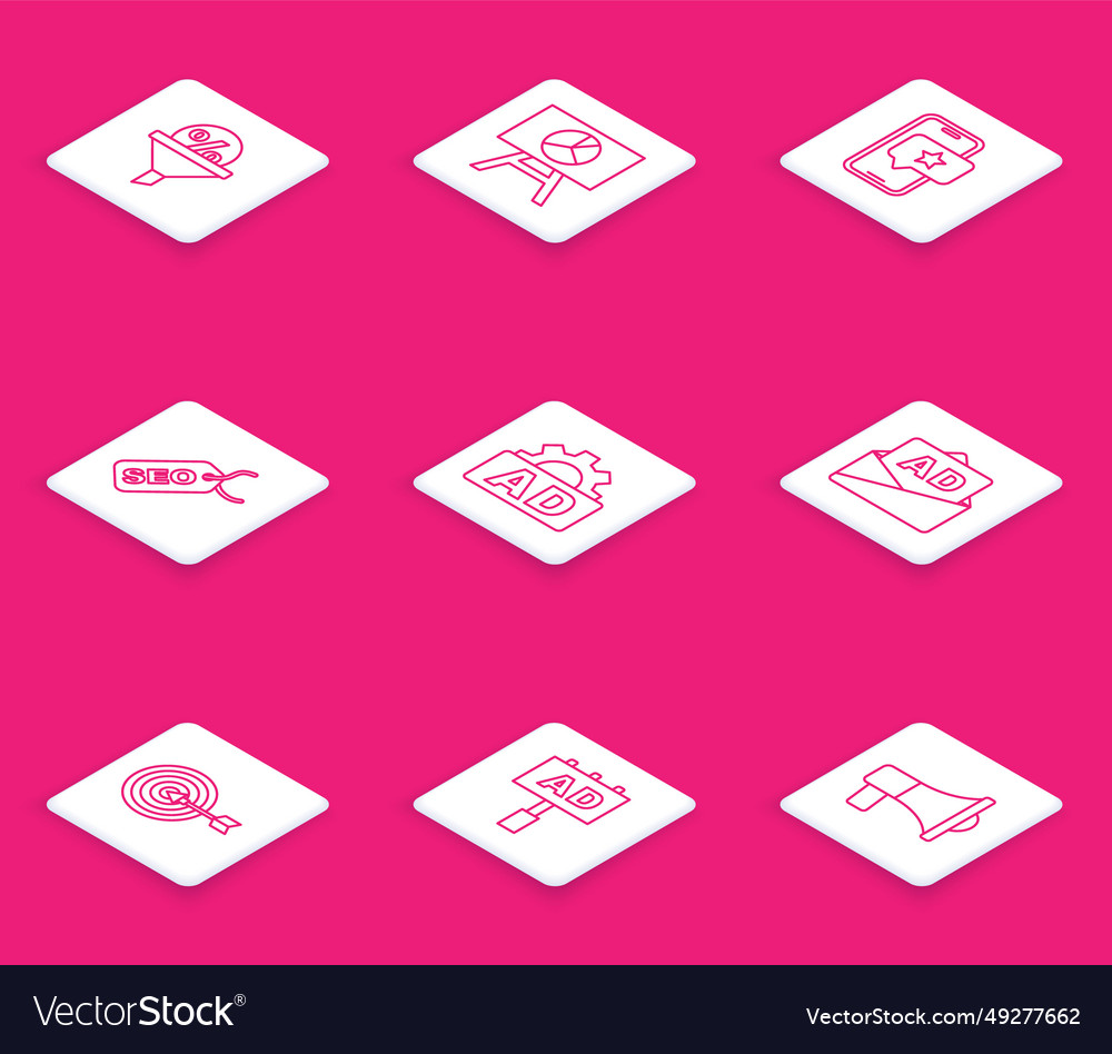 Set line lead management board with graph chart vector image Set line lead management board with graph chart