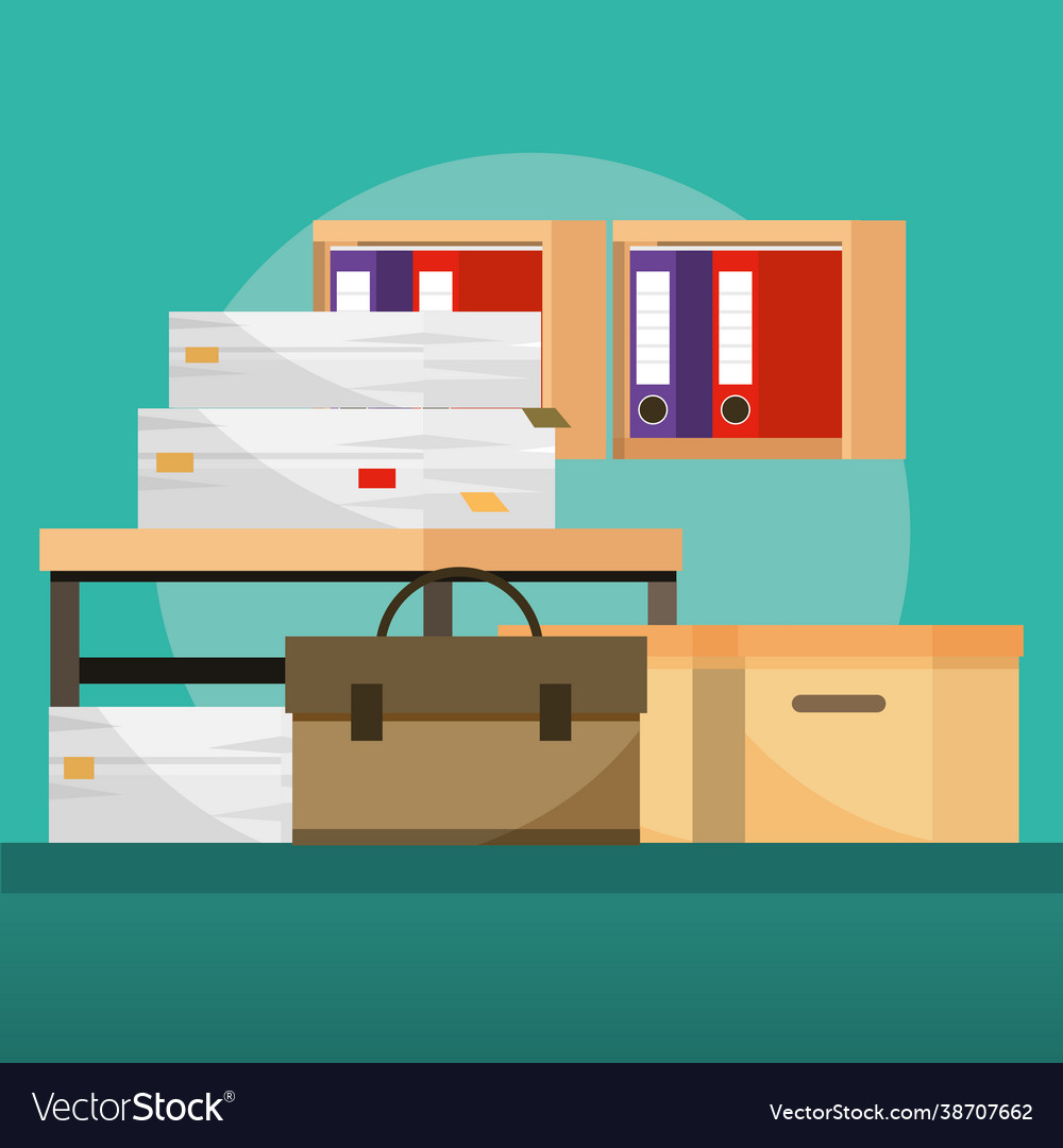 Stacks files and paperwork Royalty Free Vector Image