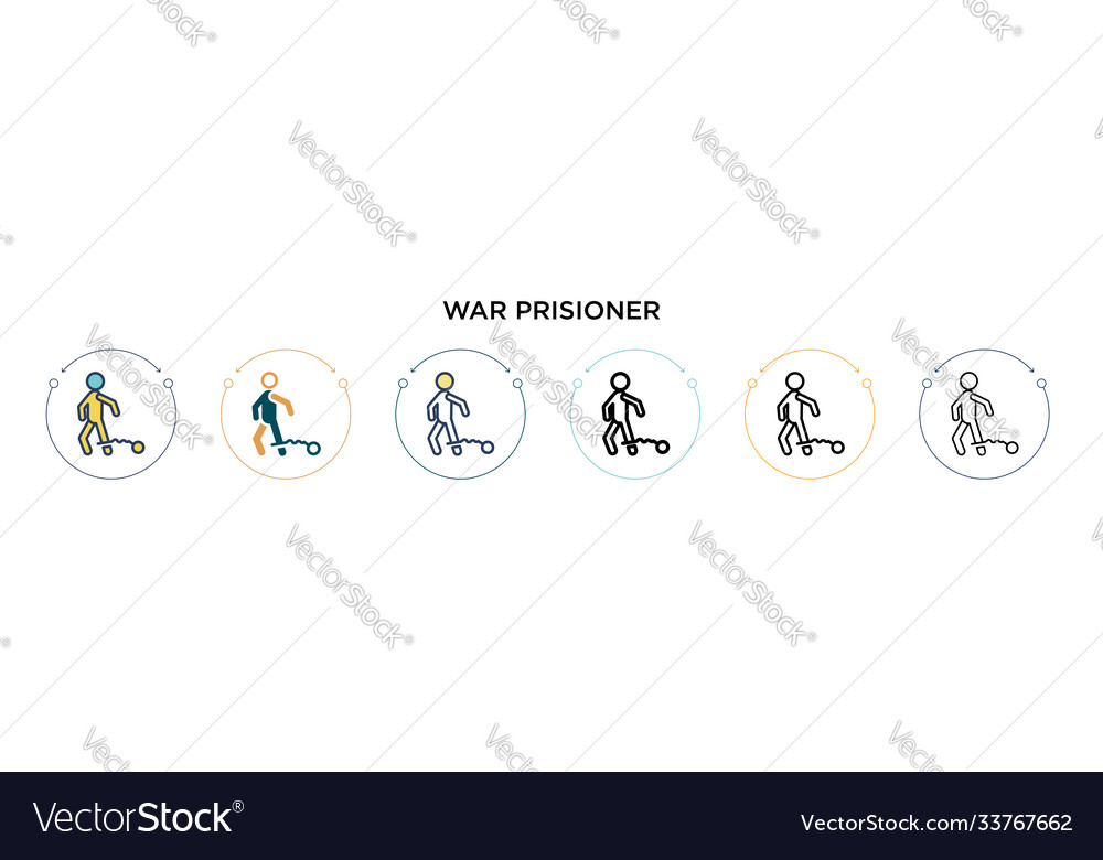 War prisioner icon in filled thin line outline