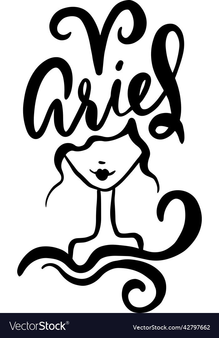 Zodiac sign aries girl sketch abstract Royalty Free Vector