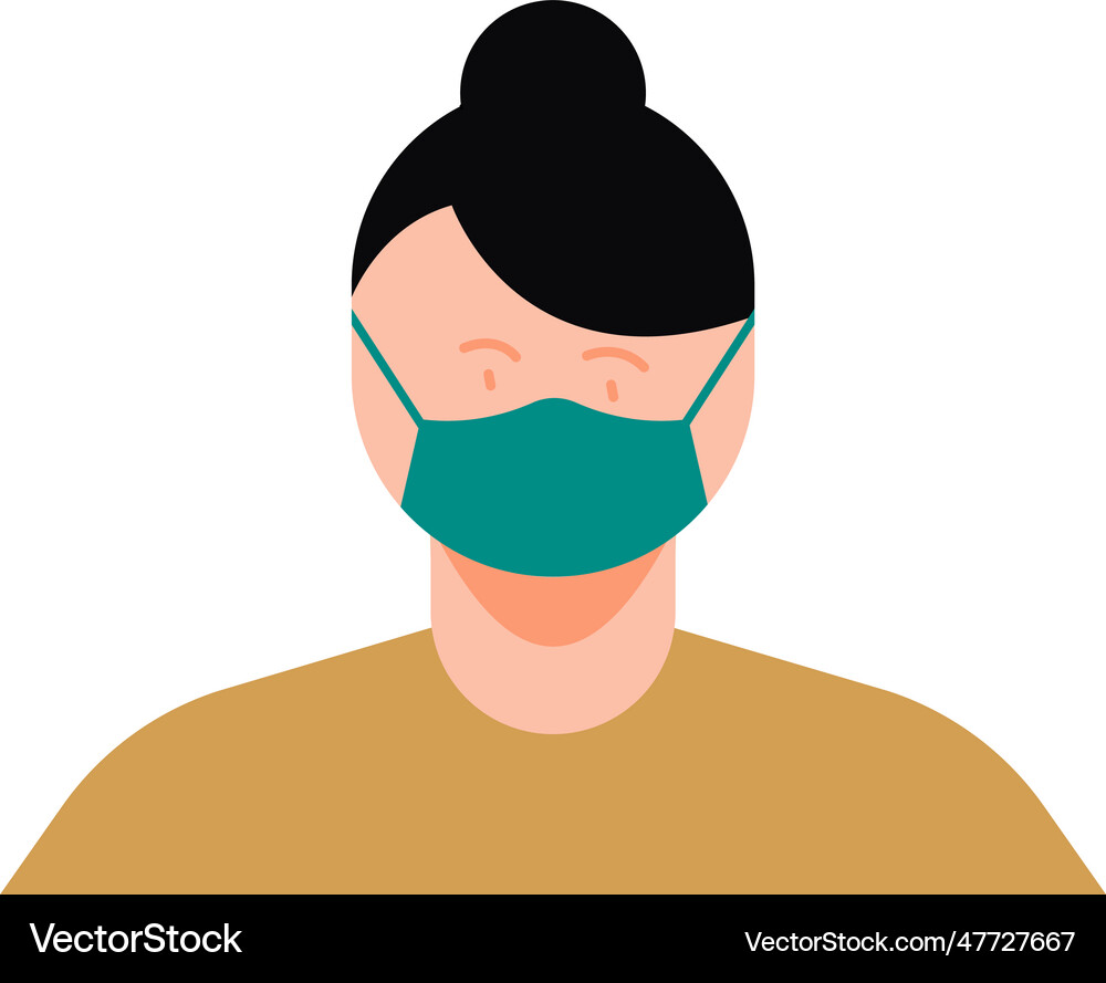 A girl is wearing face mask Royalty Free Vector Image