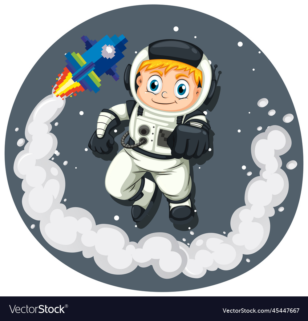 Astronaut in the space in cartoon style Royalty Free Vector