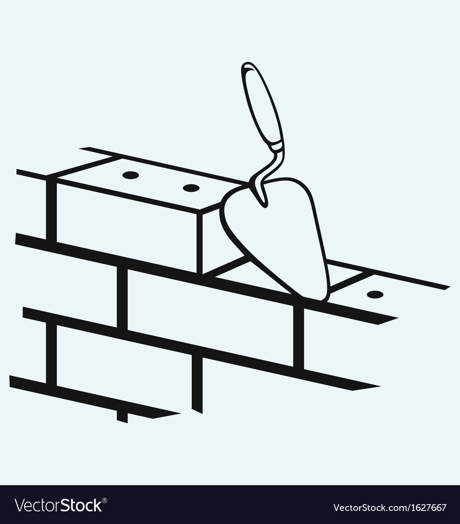 Brick and trowel Royalty Free Vector Image VectorStock