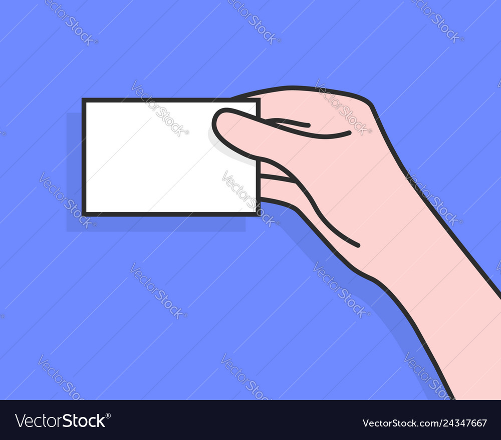 Business card in cartoon woman hand vector image Business card in cartoon woman hand