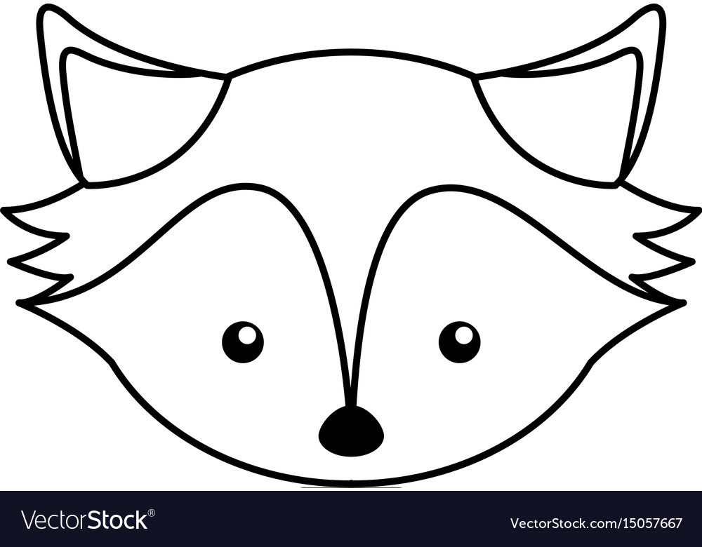 Cute line icon fox face cartoon Royalty Free Vector Image