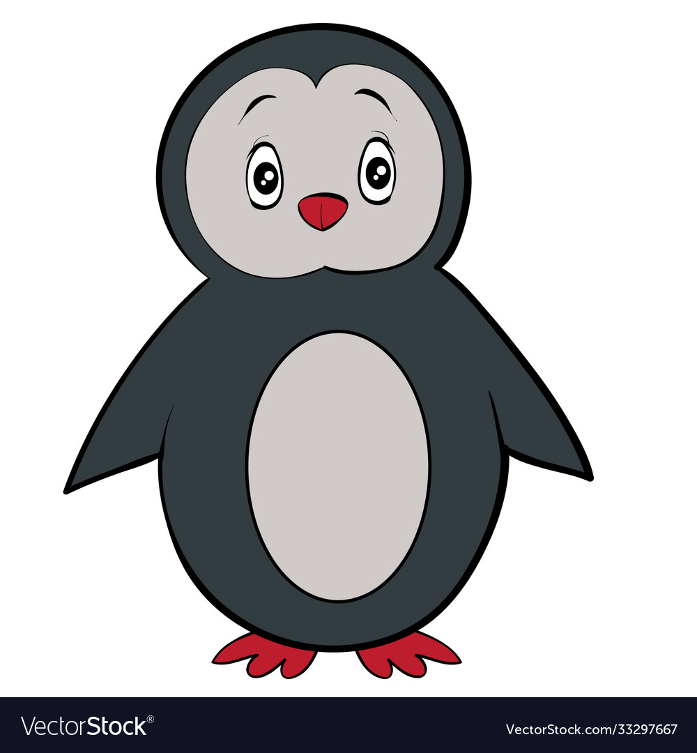 Cute penguin toy cartoon postcard isolated vector image Cute penguin toy cartoon postcard isolated