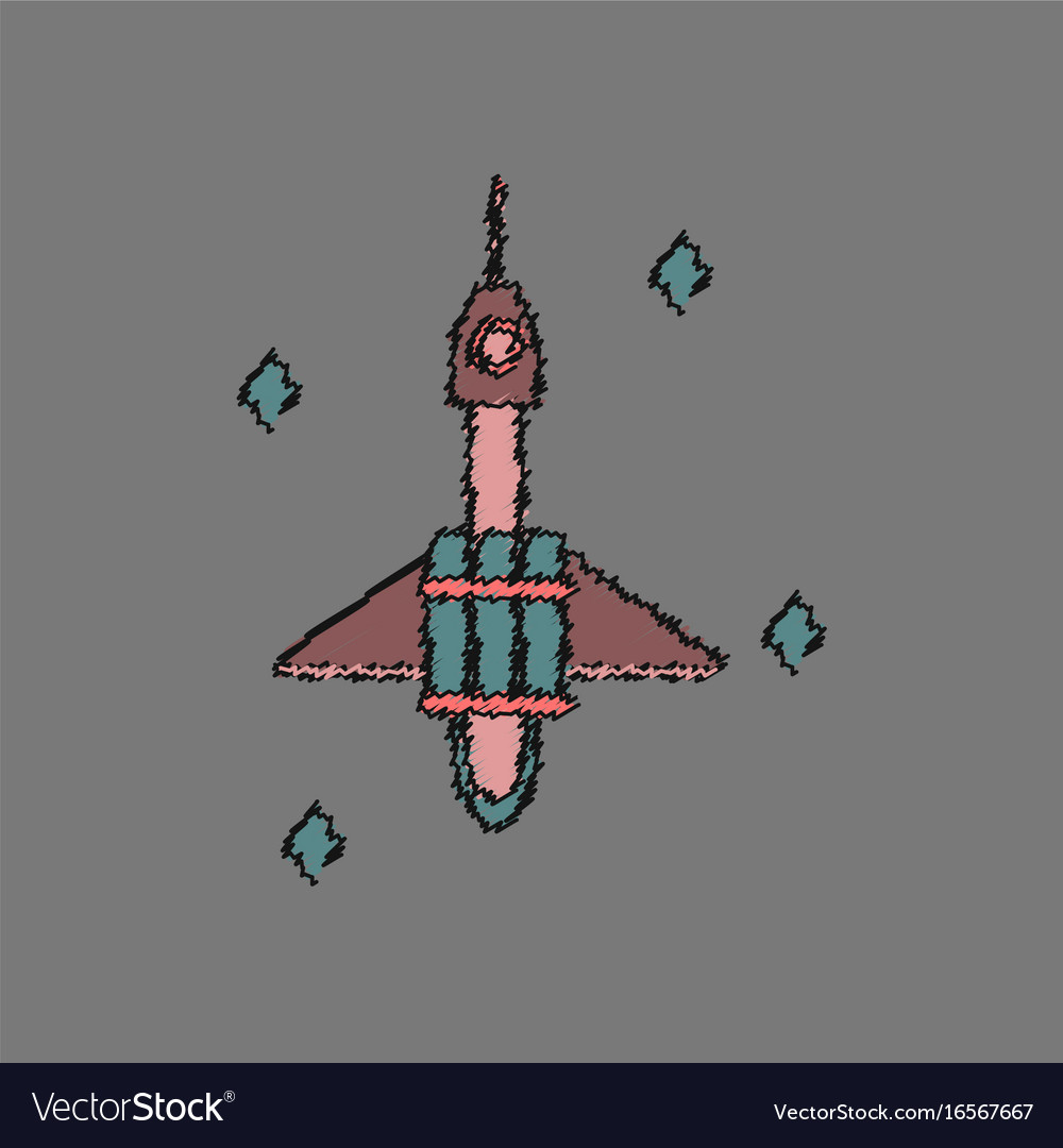 Flat icon design collection spaceship in space