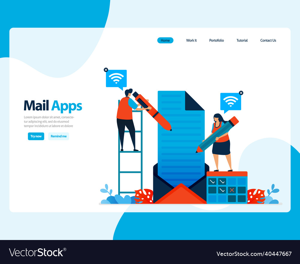 Landing page of sending receiving managing e-mail
