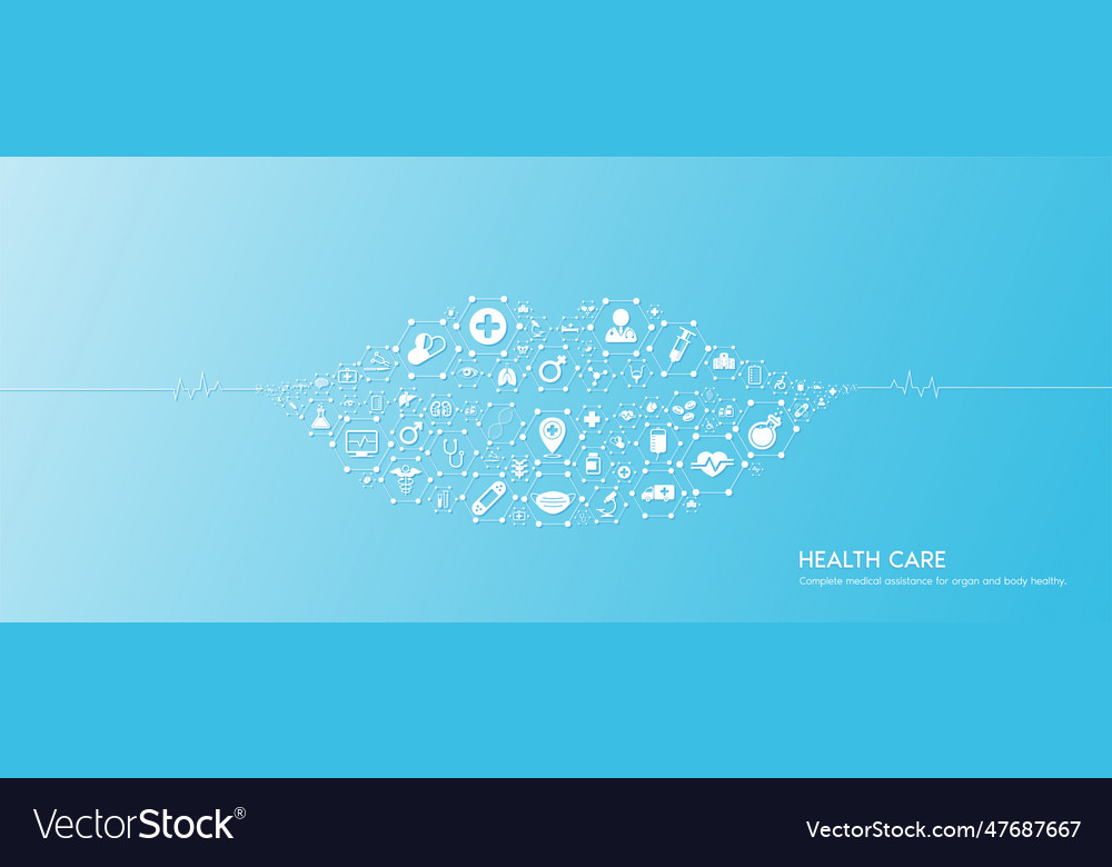 Mund Gesundheit medizinische Icons in Hexagonen