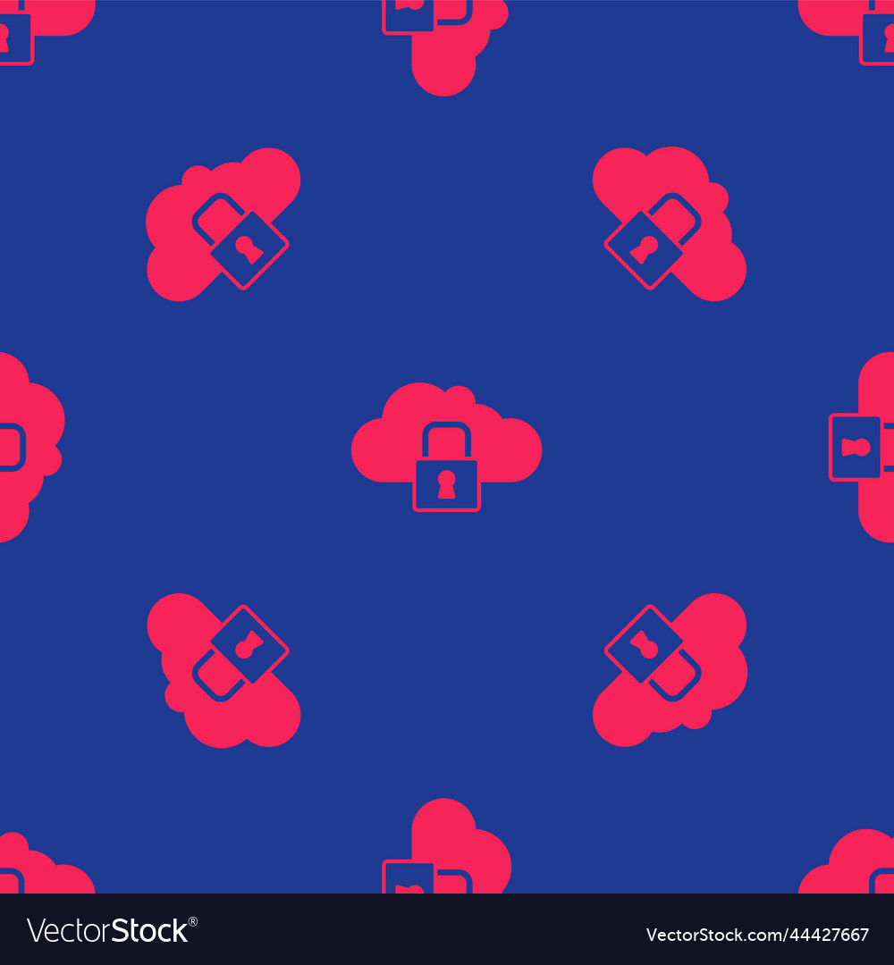 Red cloud computing lock icon isolated seamless vector image Red cloud computing lock icon isolated seamless