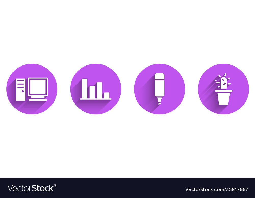 Set computer monitor pie chart infographic