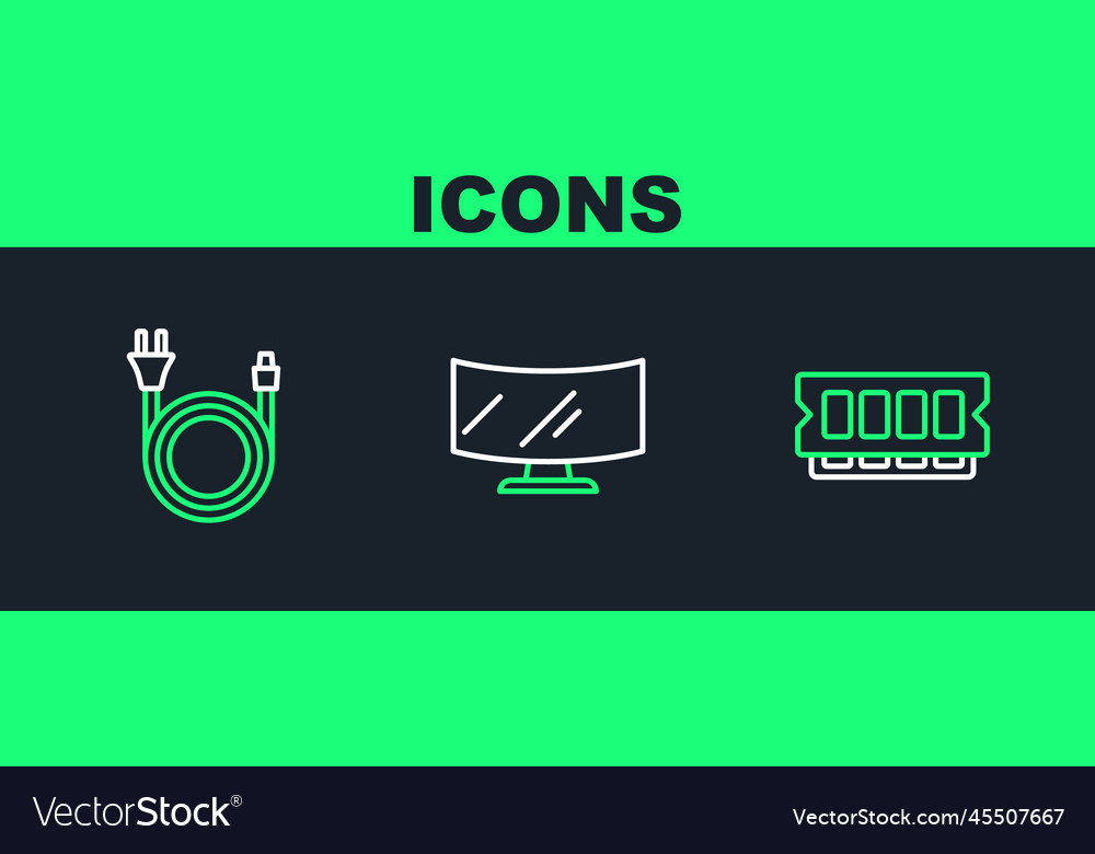 Set line ram random access memory electric plug vector image Set line ram random access memory electric plug