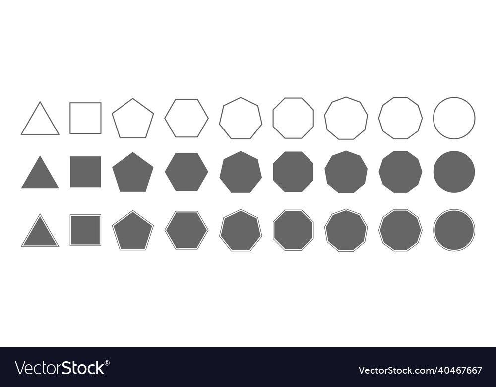 Set of geometric shapes an empty and filled