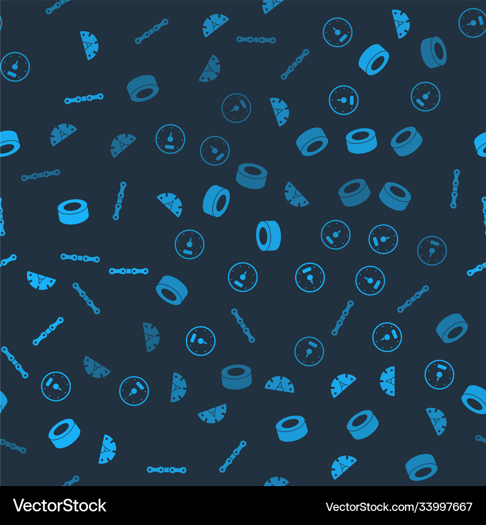 Set speedometer car tire and chain on seamless Vector Image