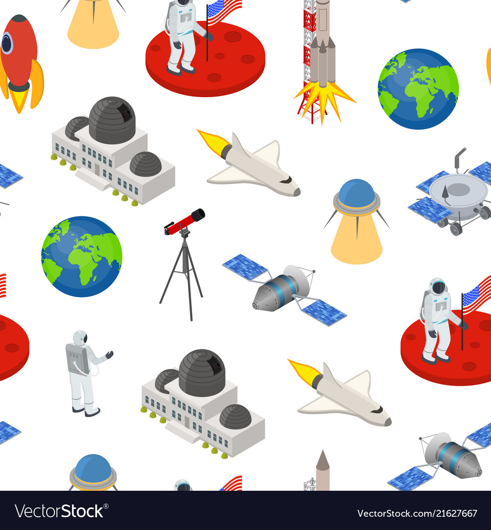 Space Seamless Pattern - Isometric